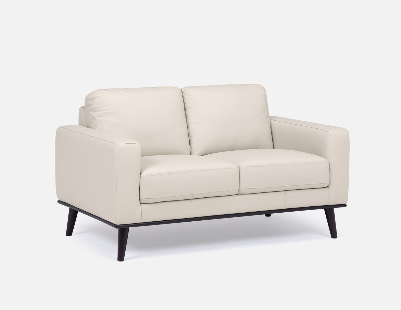 BETTA - 100% leather mid century loveseat - Ivory