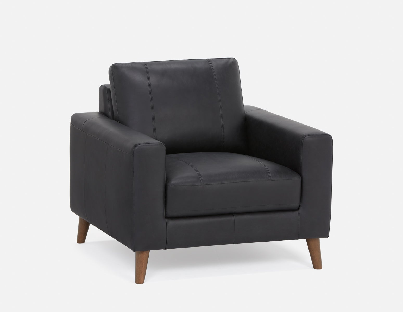 AMARI - 100% leather classic club chair - Black