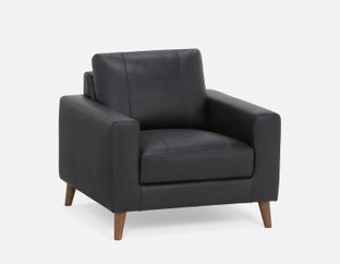AMARI - 100% leather classic club chair - Black