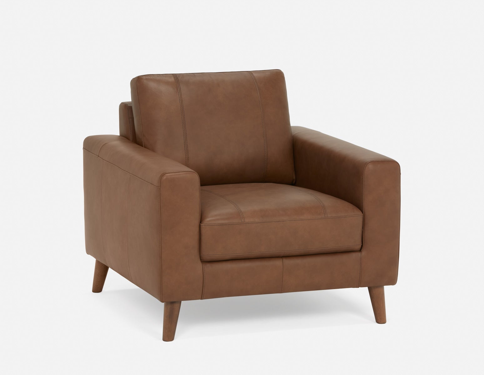 AMARI - 100% leather classic club chair - Chocolate