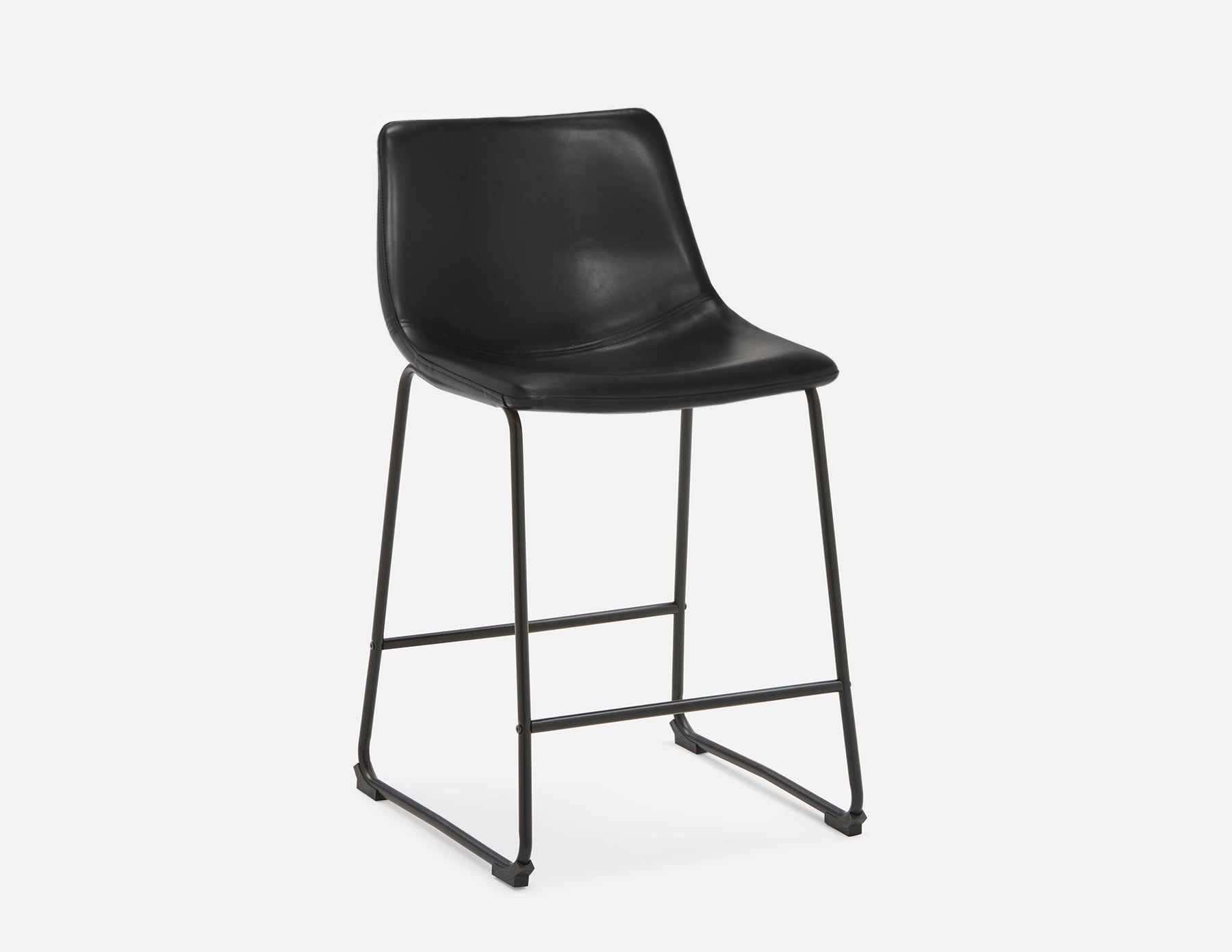 HAYDEN - retro-modern counter stool with backrest 61 cm - Black