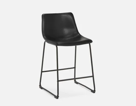 HAYDEN - retro-modern counter stool with backrest 61 cm - Black