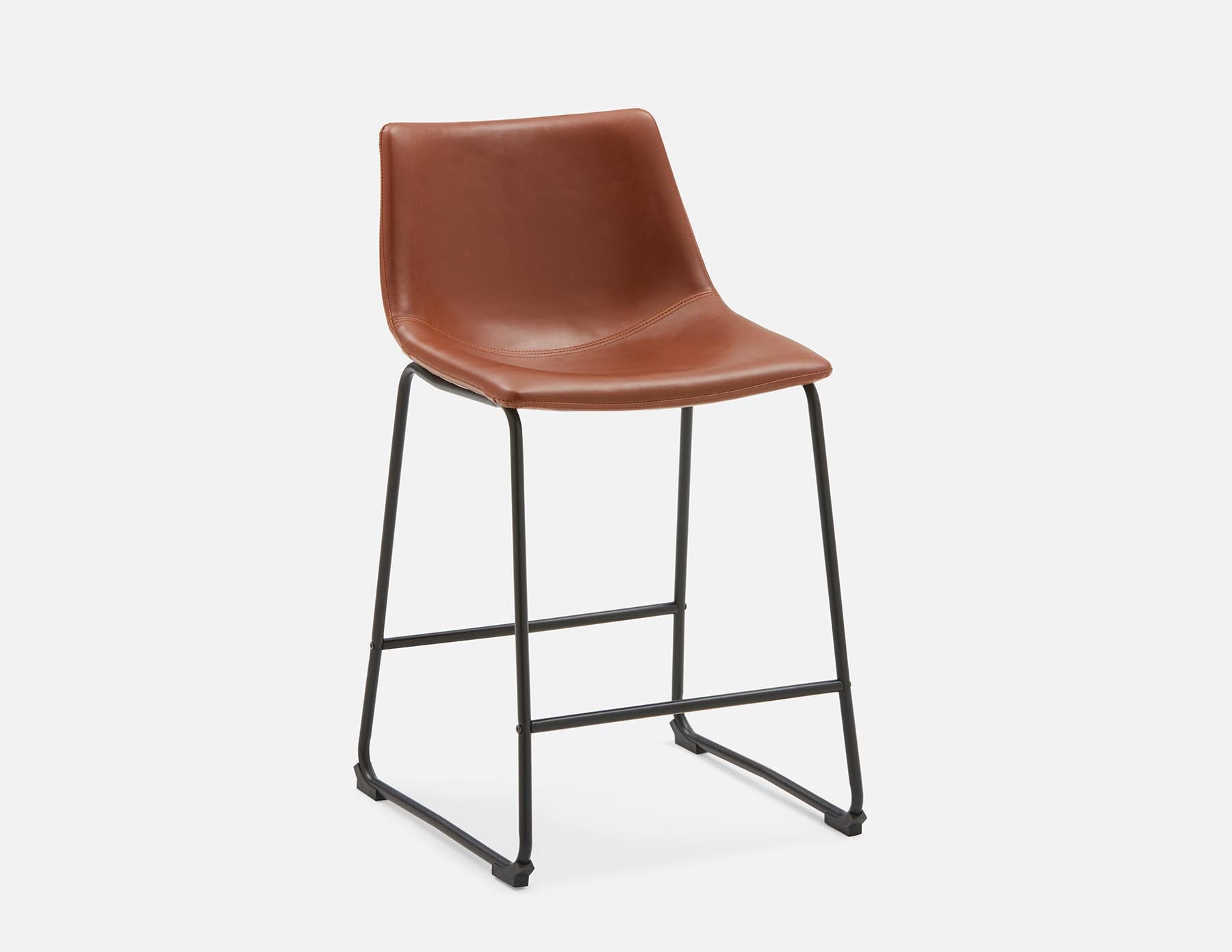 HAYDEN - retro-modern counter stool with backrest 61 cm - Brown