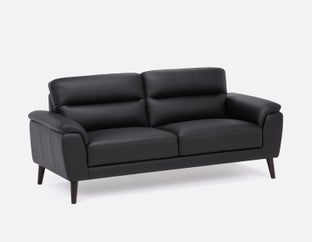 GAMARRA - 100% leather modern contemporary sofa - Black