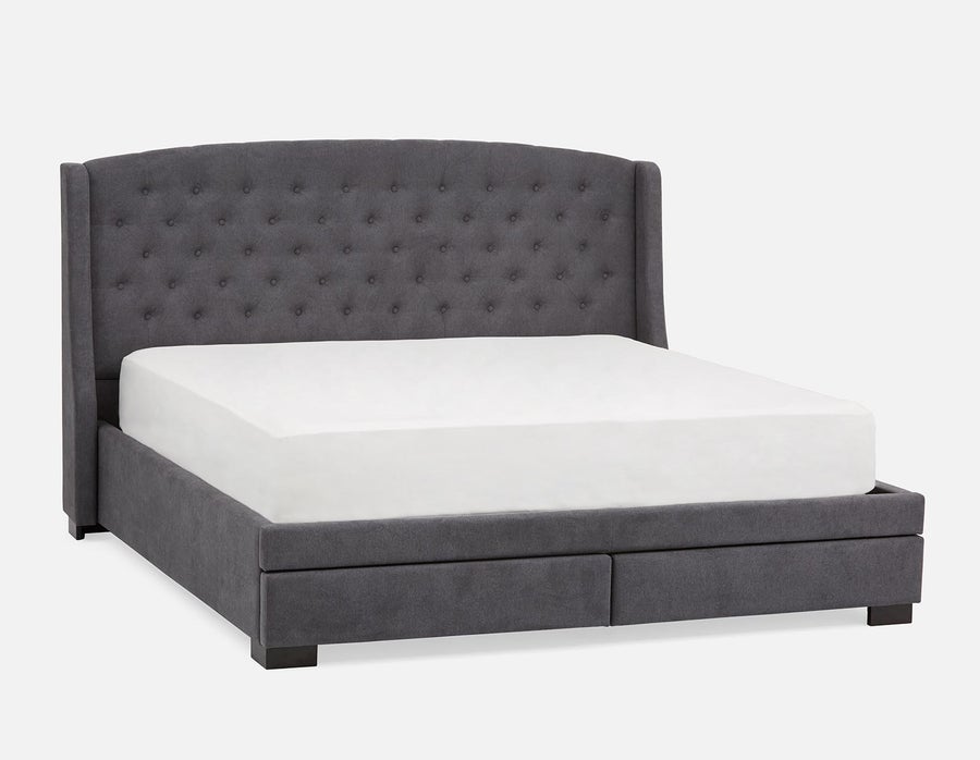RAVEL traditional tufted upholstered wingback king-size bed with storage undefined