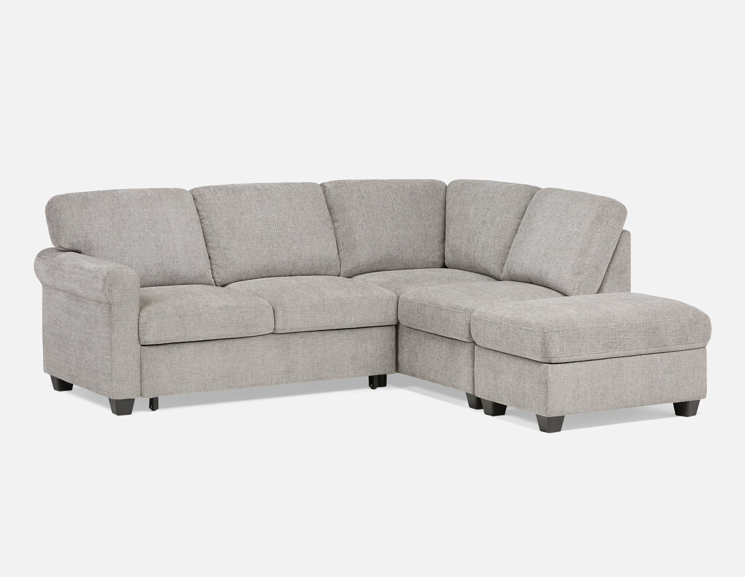 DELPHINE - traditional right-facing sectional sofa-bed with storage - Grey