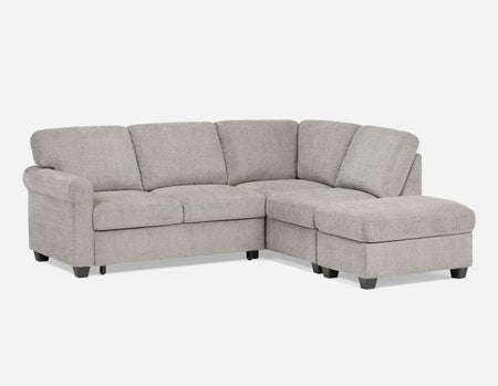 DELPHINE - traditional right-facing sectional sofa-bed with storage - Grey