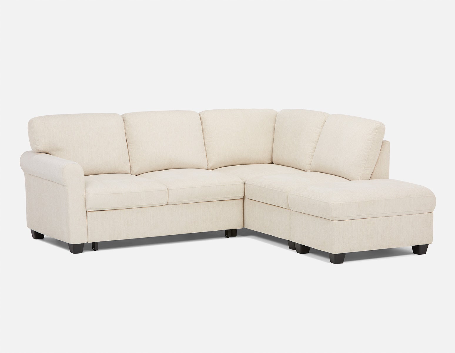 DELPHINE - traditional right-facing sectional sofa-bed with storage - Beige