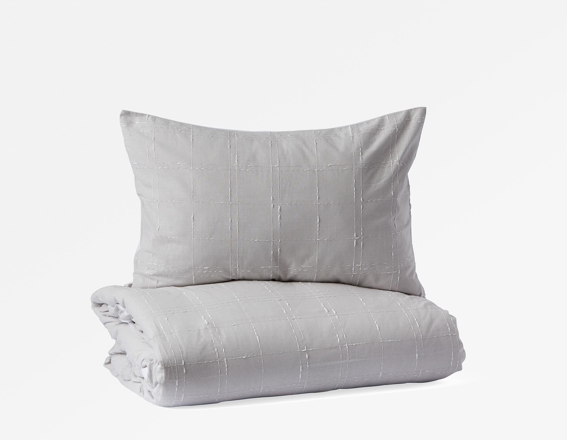 DALE - ensemble housse de couette 3 pièces, grand lit - Gris