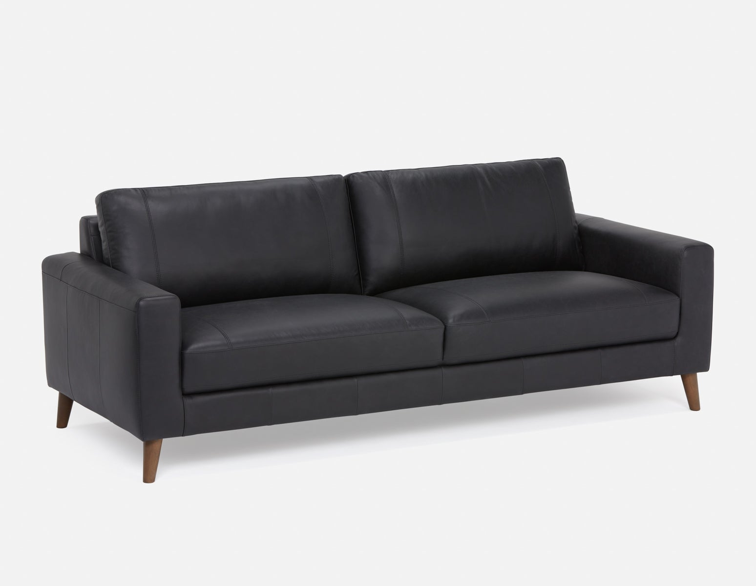 AMARI - 100% leather classic 3-seater sofa - Black
