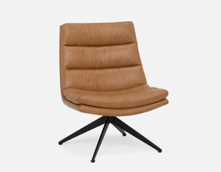 DORADA - 100% leather swivel armchair - Caramel