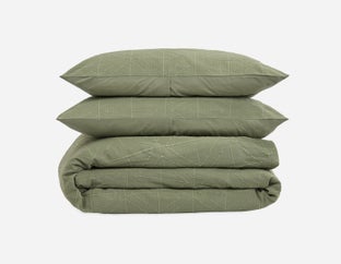AMHERST - 3-piece queen duvet cover set - Light Green