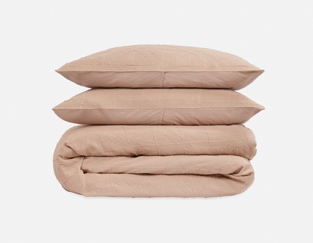 AMHERST - 3-piece queen duvet cover set - Taupe