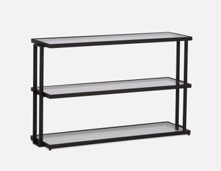 AGLAYA - Étagères en verre trempé à 3 niveaux 132cm - Noir