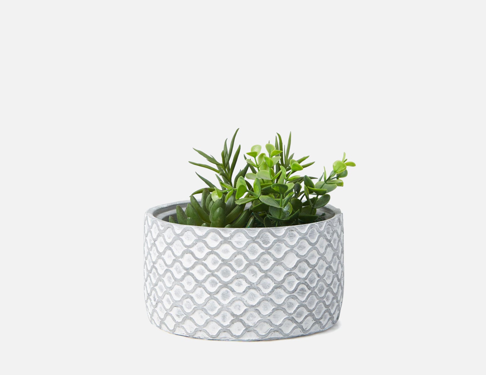 LIVI II - artificial potted plant 20 cm - White/Grey