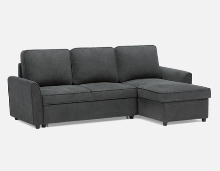 ALEX - moderne canapé-lit d'angle interchangeable avec rangement - Charbon