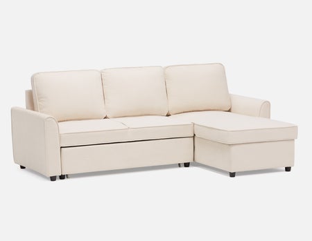ALEX - modern interchangeable sectional sofa-bed with storage - Cream