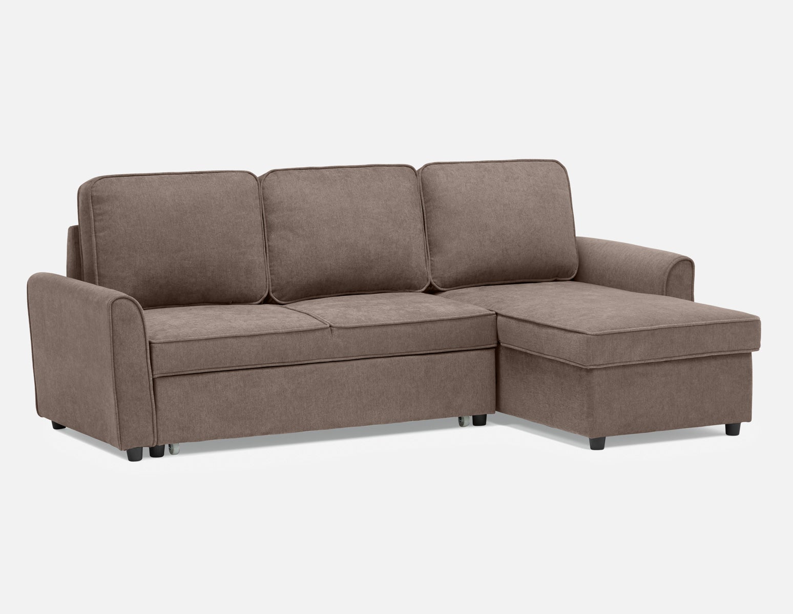 ALEX - moderne canapé-lit d'angle interchangeable avec rangement - Taupe