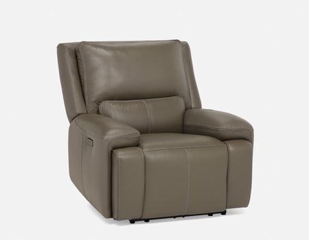 FAOUZI - leather contemporary power recliner armchair - Grey