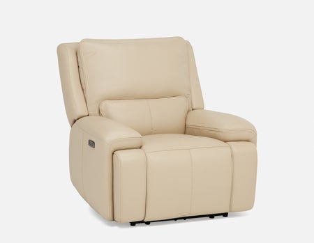 FAOUZI - leather contemporary power recliner armchair - Beige