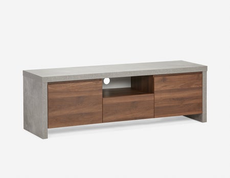 LIAM - meuble média industriel chic 157 cm - Noyer