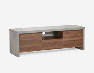 LIAM - meuble média industriel chic 157 cm - Noyer