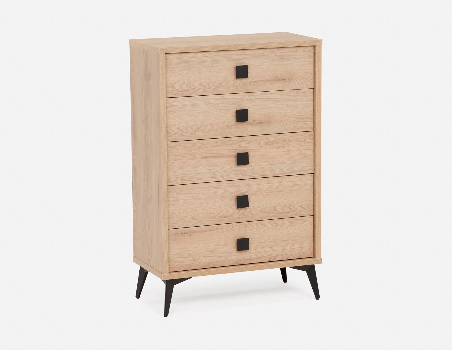 KIERA - commode 5 tiroirs moderne du milieu du siècle - Chêne