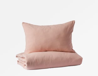 DEMI - ensemble housse de couette en lin 3 pièces, très grand lit - Rose