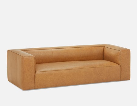 MONTE - 100% leather classic 3-seater sofa - Caramel