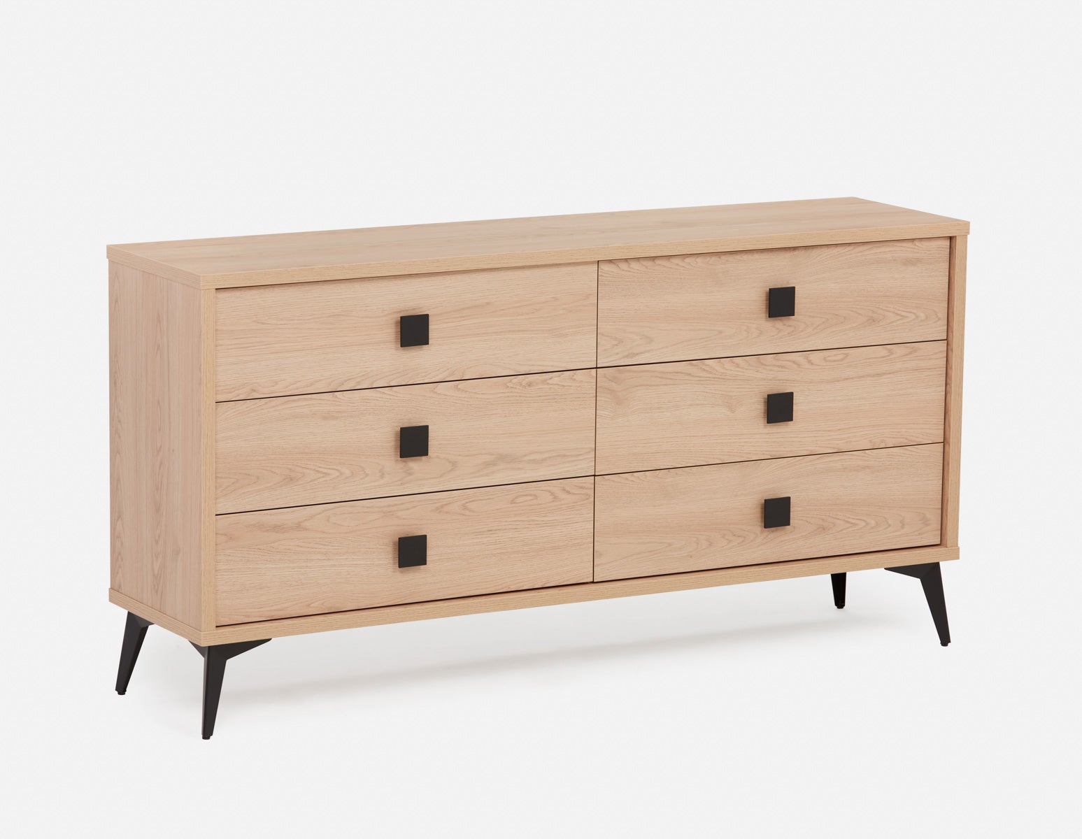 KIERA - commode 6 tiroirs moderne du milieu du siècle - Chêne