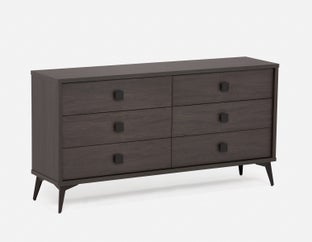 KIERA - mid-century modern 6-drawer chest - Black