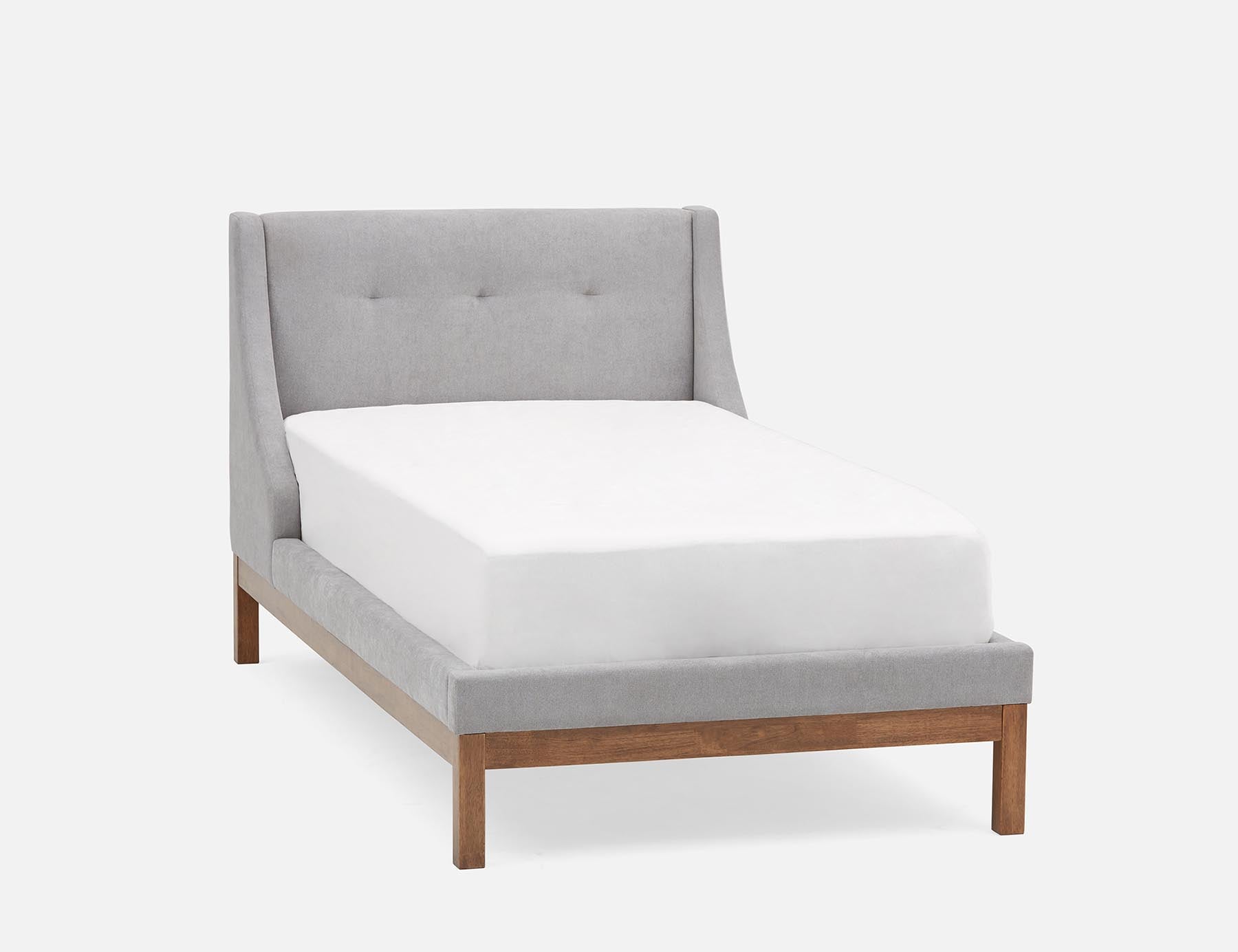 MUROL - tufted upholstered wingback twin size bed - Grey