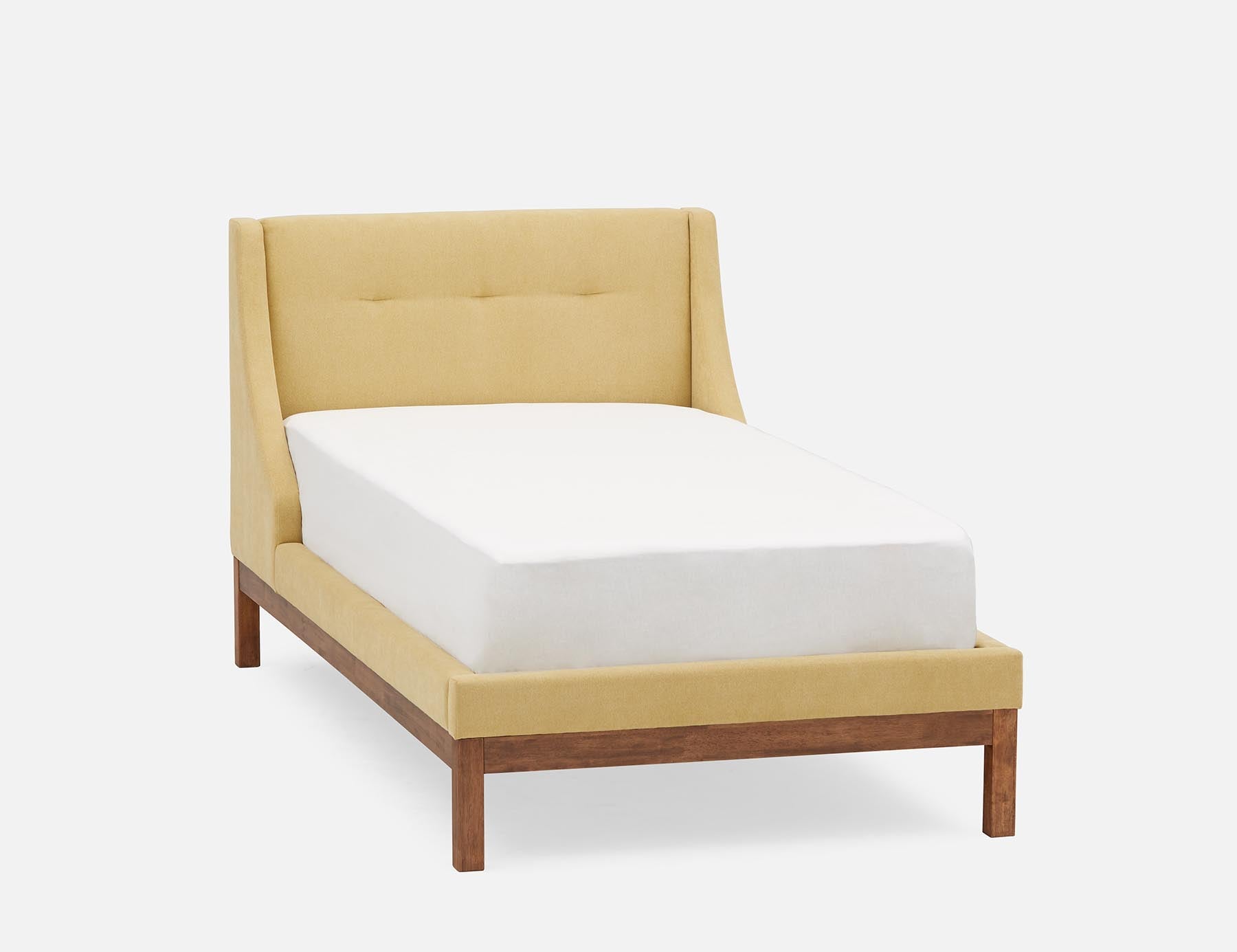 MUROL - tufted upholstered wingback twin size bed - Yellow