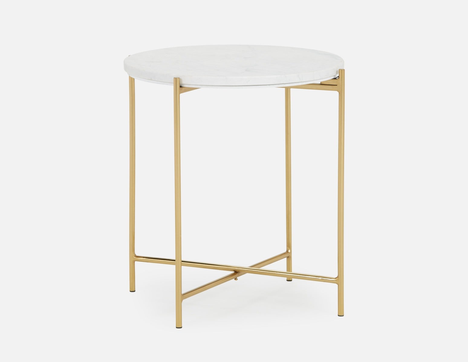 DENVER - round marble end table 50cm - White