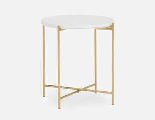 DENVER - round marble end table 50cm - White