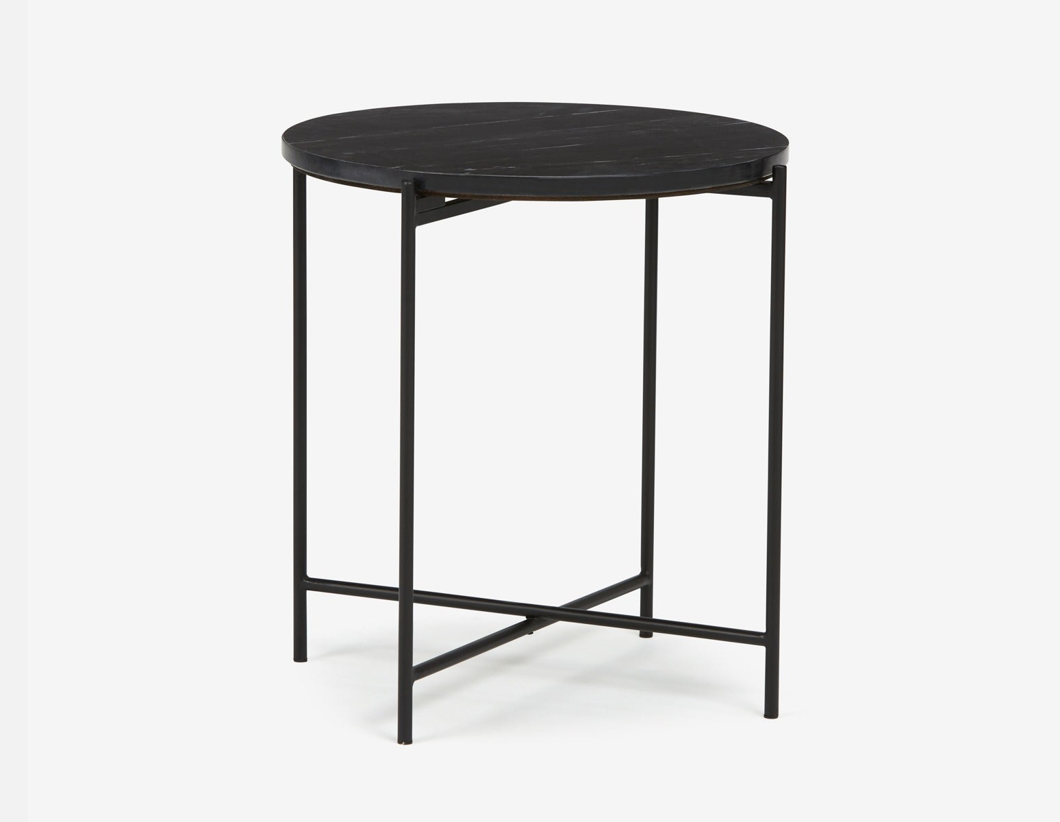 DENVER - round marble end table 50cm - Black