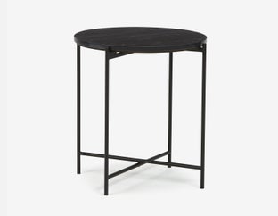 DENVER - round marble end table 50cm - Black