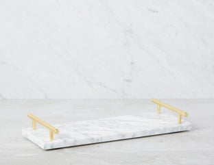 TARA - plateau en marbre 36 cm x 16 cm - Noir/blanc