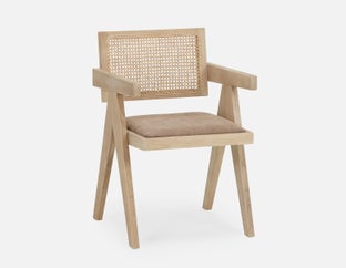 JOSS - chaise de salle à manger en rotin naturel avec accoudoirs - Brun
