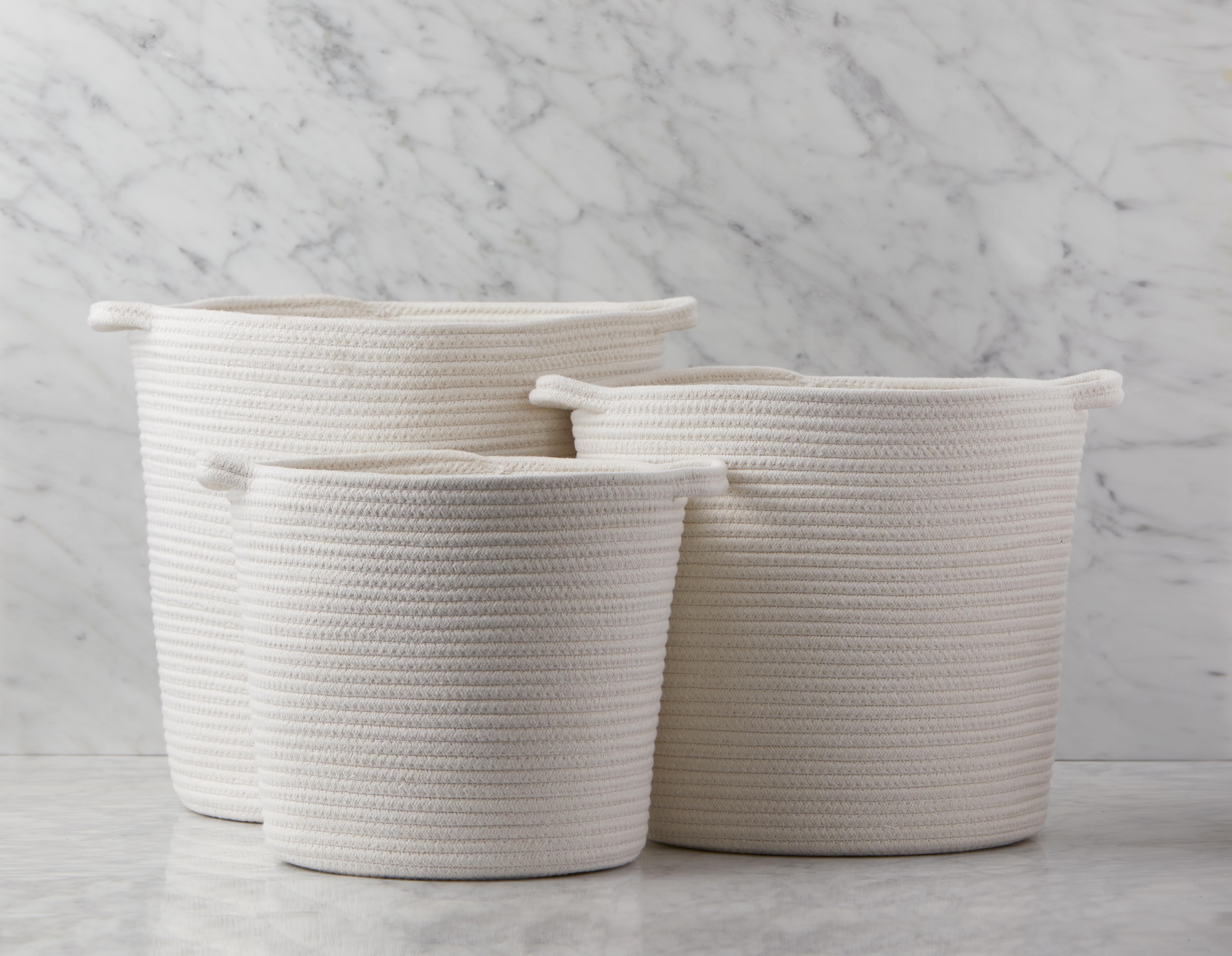BROOKE - set of 3 cotton rope baskets - White