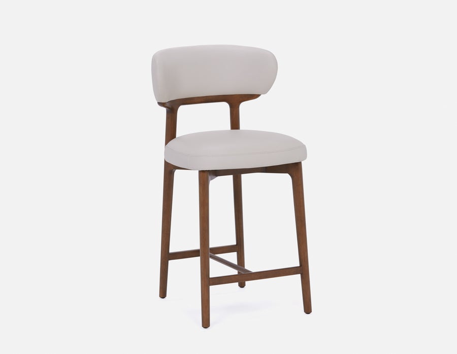SEVILLE 100% leather mid-century counter stool 66cm undefined