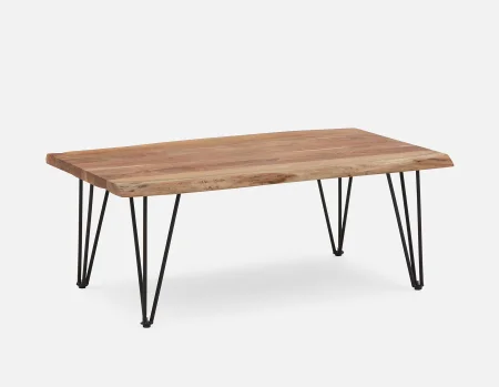 RENO - table basse en bois d'acacia massif 120 cm - Naturel