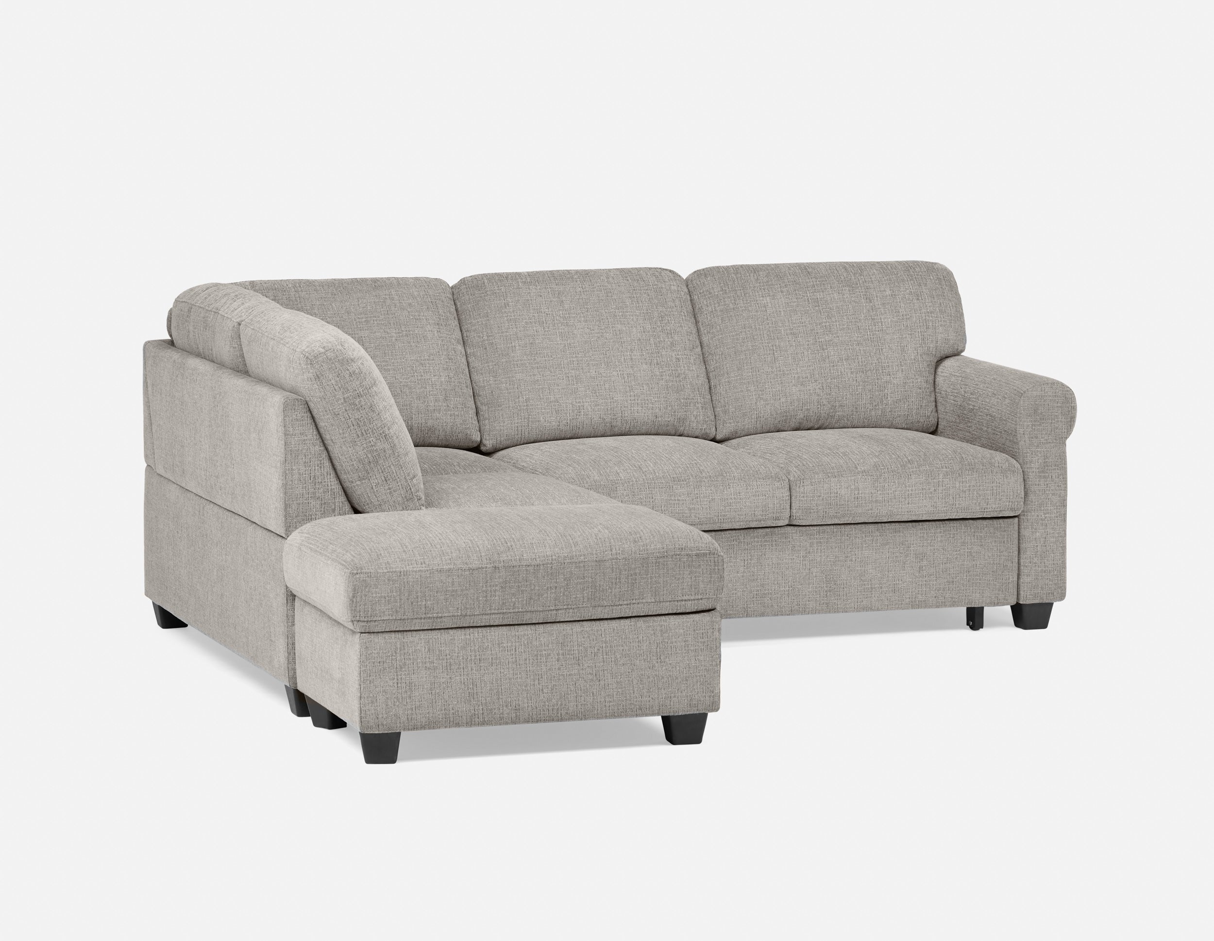 DELPHINE - traditional left-facing sectional sofa-bed with storage - Grey