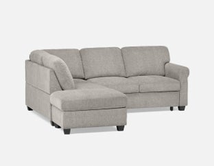 DELPHINE - traditional left-facing sectional sofa-bed with storage - Grey