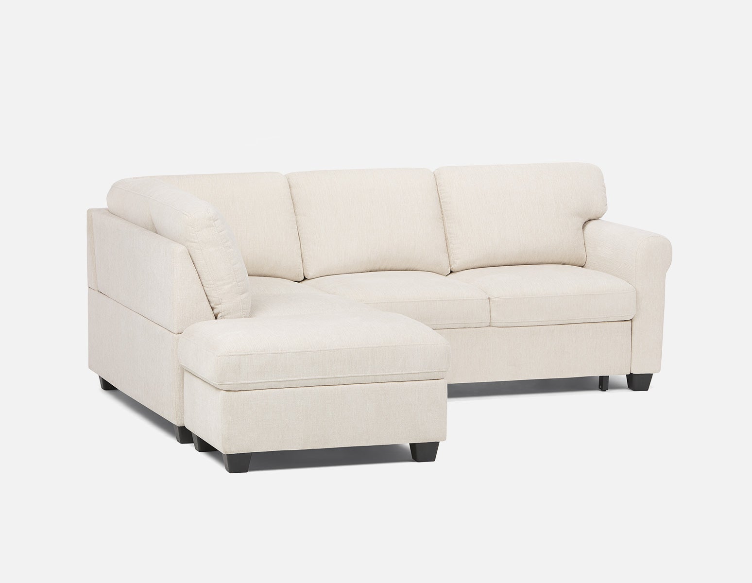 DELPHINE - canapé-lit d'angle côté gauche avec rangement classique - Beige