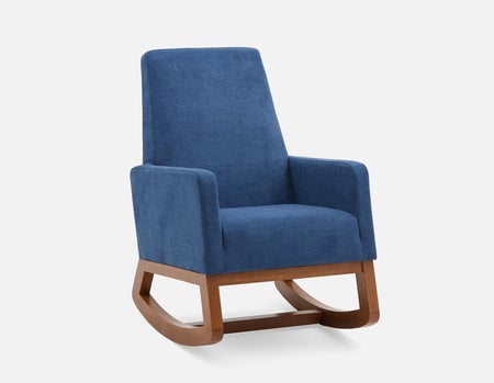 CEDRICK - fauteuil berçant moderne du milieu du siècle - Bleu