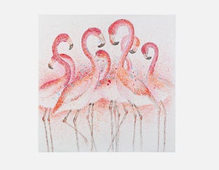 FLAMAND - hand-painted wall art 100 cm x 100 cm - Multi
