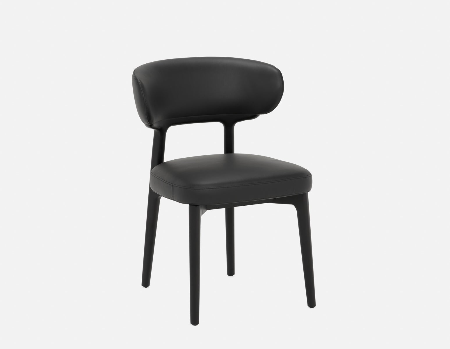 SEVILLE - 100% leather mid-century dining chair - Black
