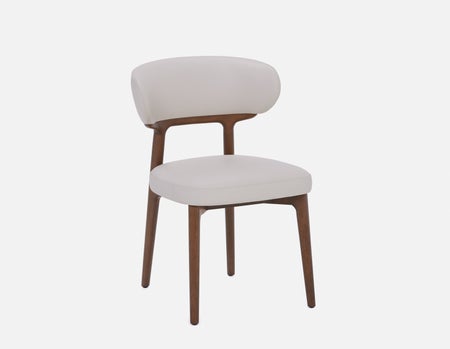 SEVILLE - 100% leather mid-century dining chair - Ivory