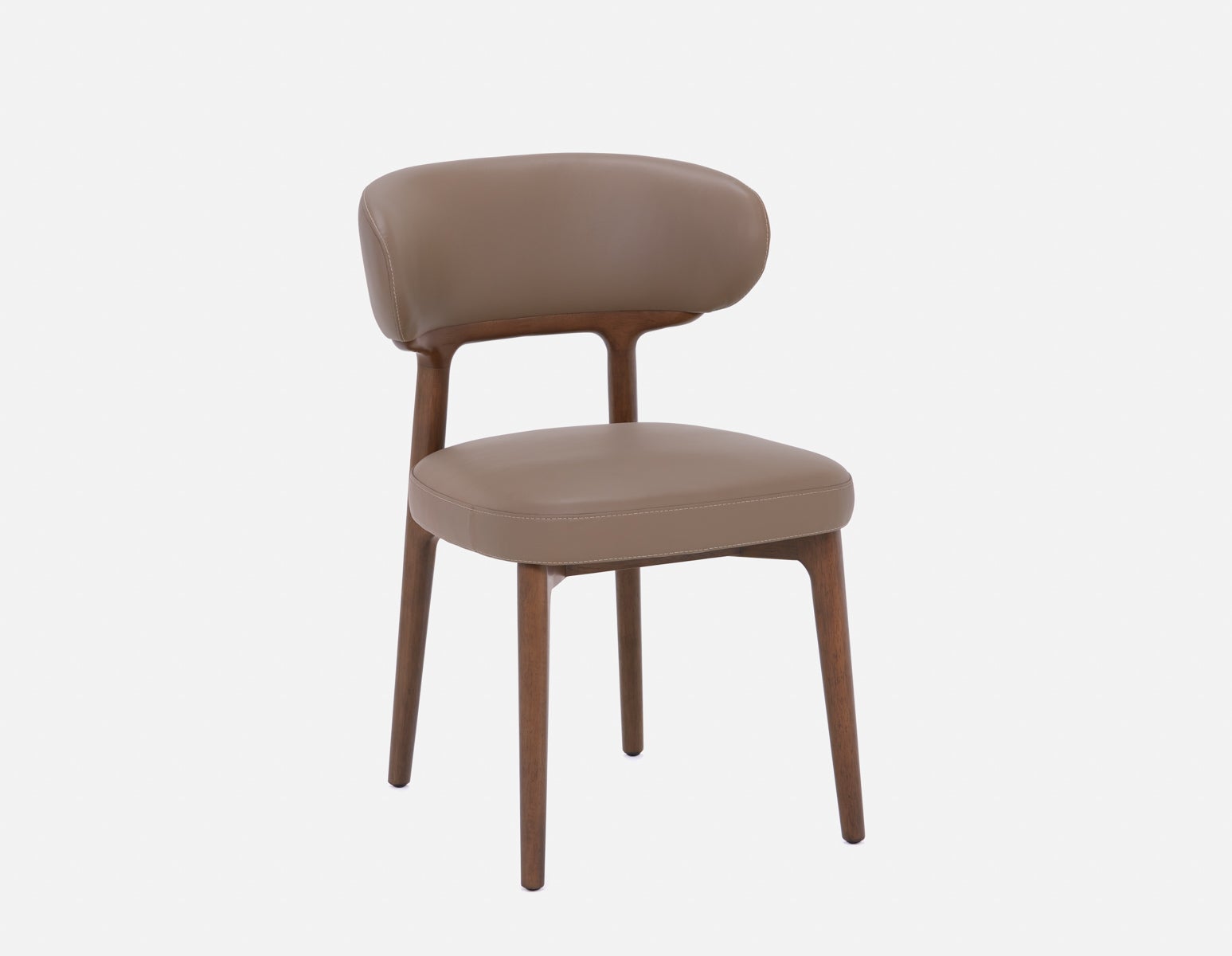 SEVILLE - 100% leather mid-century dining chair - Taupe